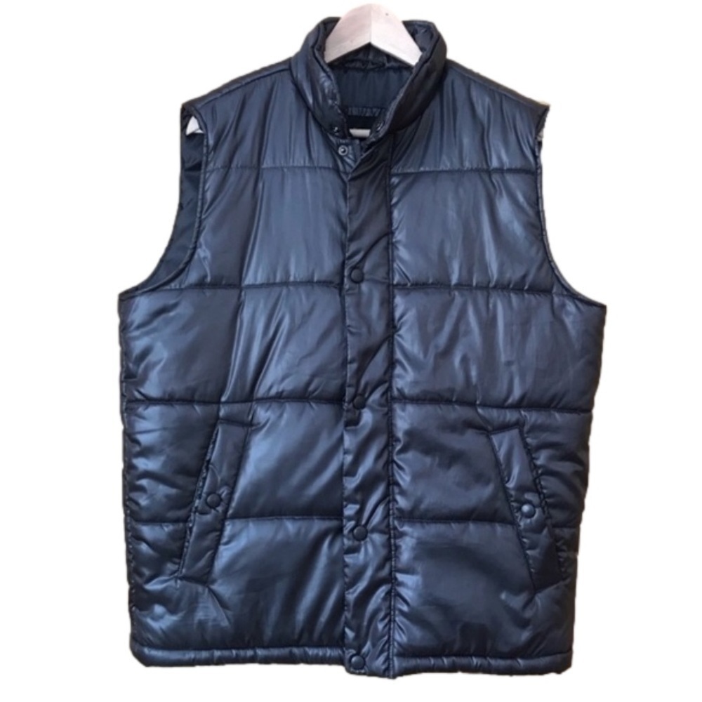 𝅺J. Ferrar quilted steel grey puffer vest Men’s size medium